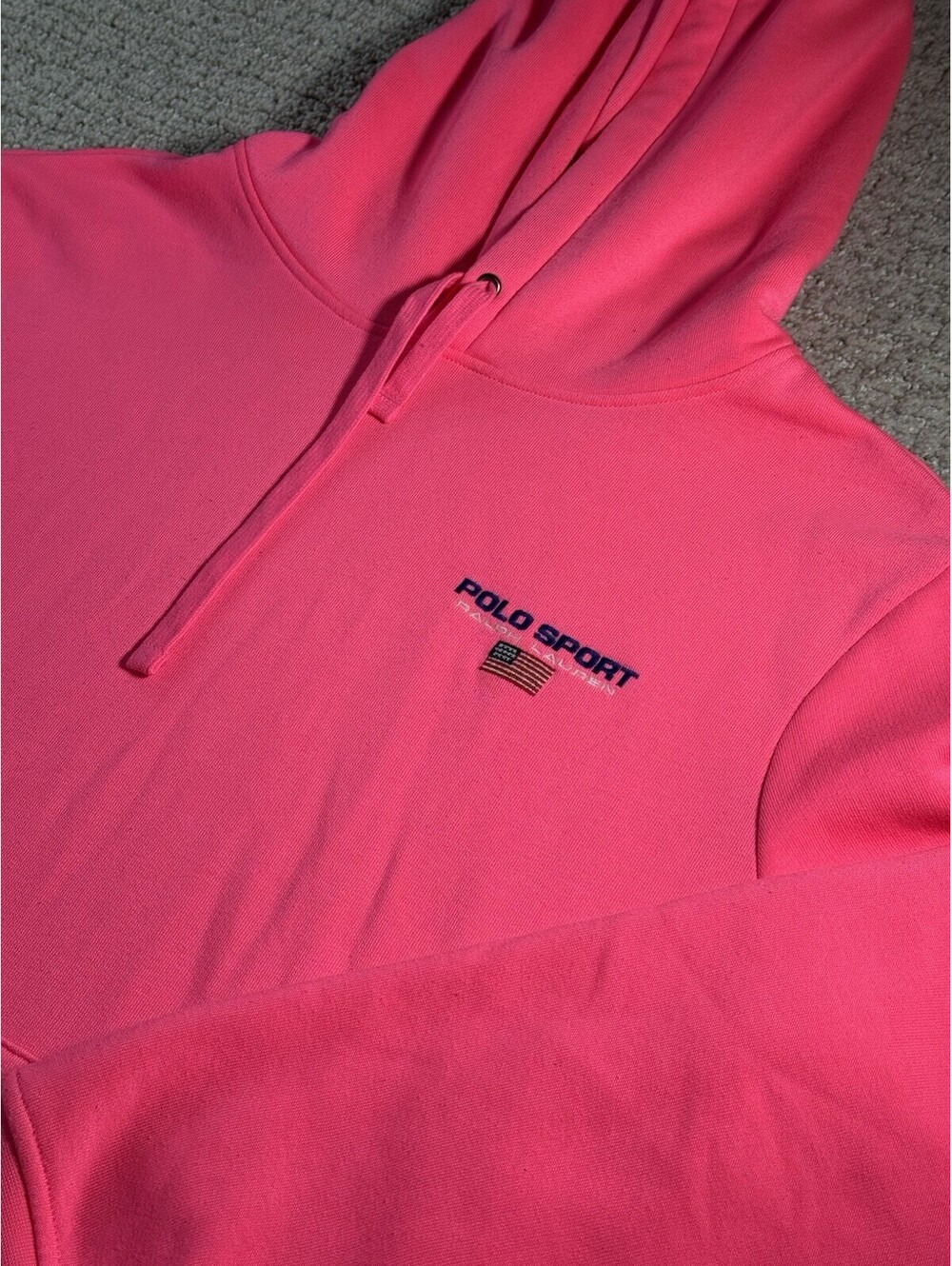 Polo Sport Ralph Lauren Pink Hoodie Logo Pullover Mens Size Medium